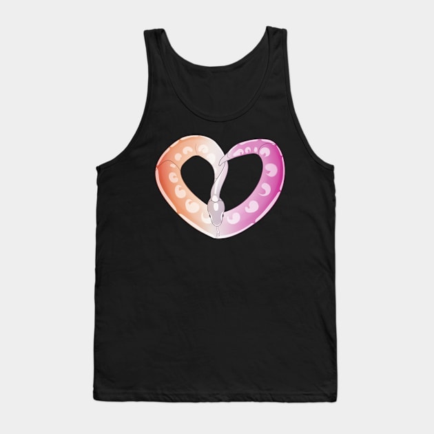 Ball Python Heart (Lesbian Pride Design) Tank Top by larkspurhearts